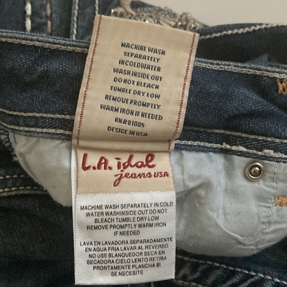 LA Idol USA Jeans size 7 W 30 L 34 (per label) blue denim 97% cotton 3% Elastin - Picture 14 of 15